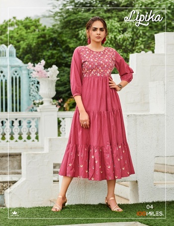 Lipika Long Dress Catalogue of Ladies Long Dress by 100Miles Brand, Giza Cotton Embroidery Work Long Dress Wholesale Catalogue Lipika by 100Miles