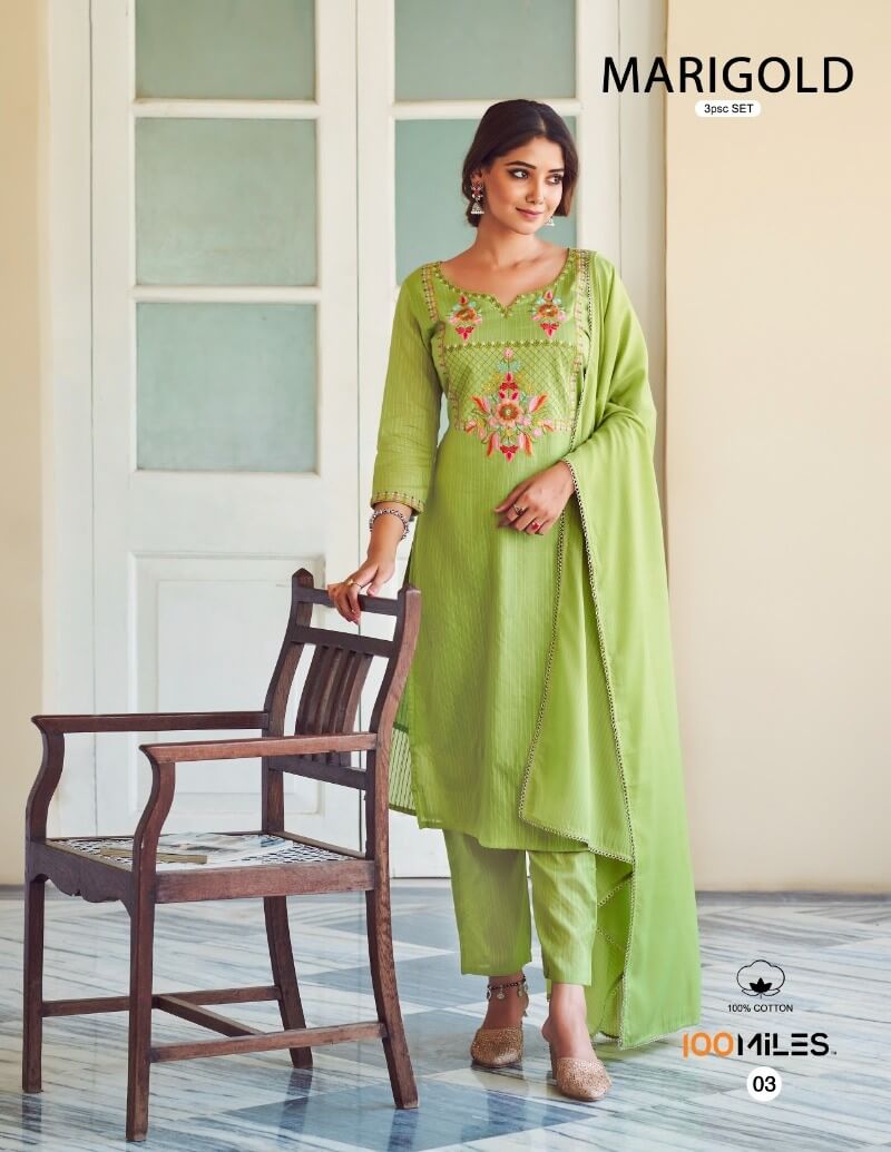 100Miles Marigold Kurti Pant Dupatta Set Catalog in Wholesale, Buy 100Miles Marigold Kurti Pant Dupatta Set Full Catalog in Wholesale Price Online From Aarvee Creation