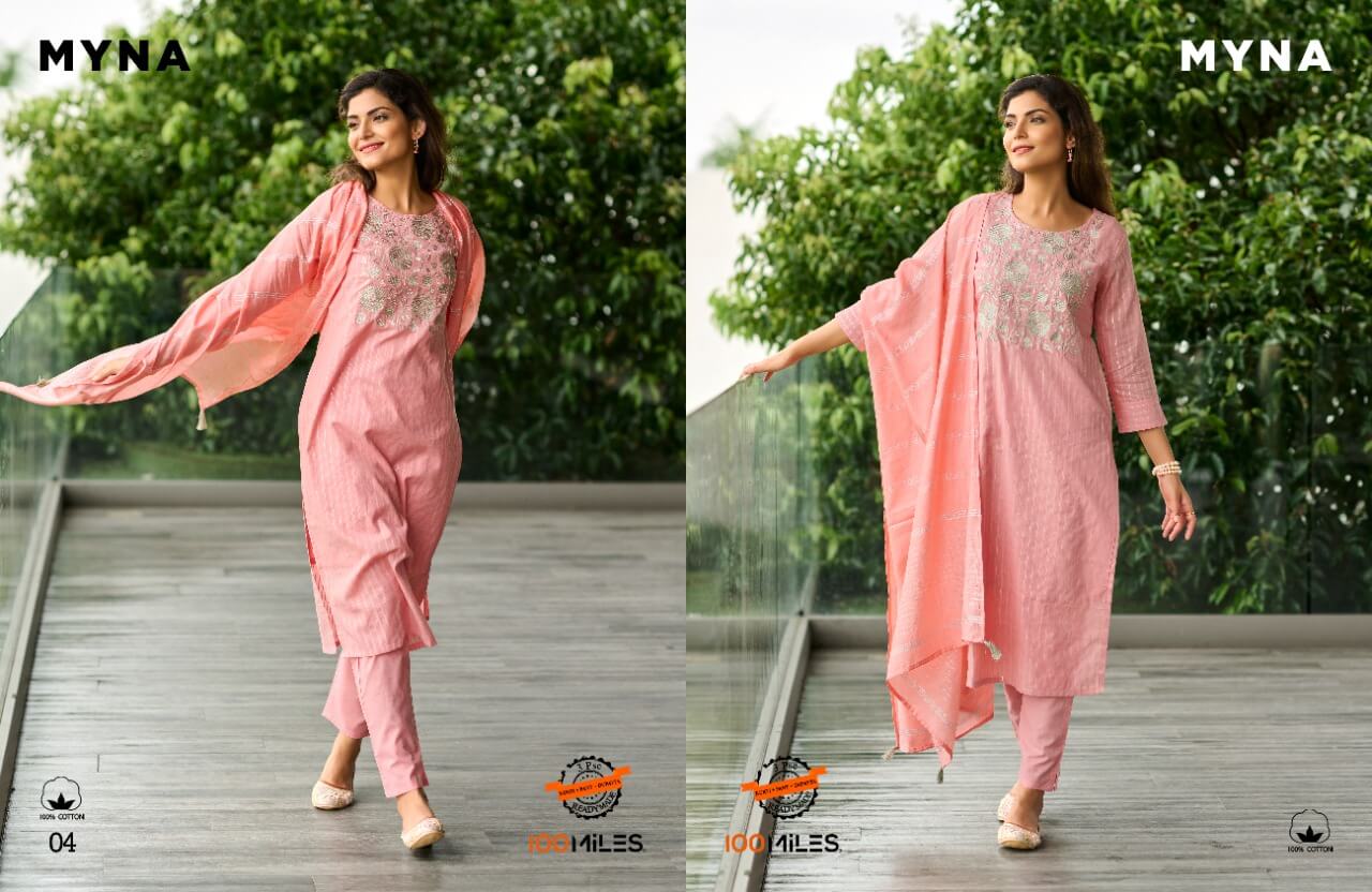 100Miles Myna Kurti Pant Dupatta Set Catalog, Buy 100Miles Myna Kurti pant Dupatta Set Full Catalog at Wholesale Rate Online