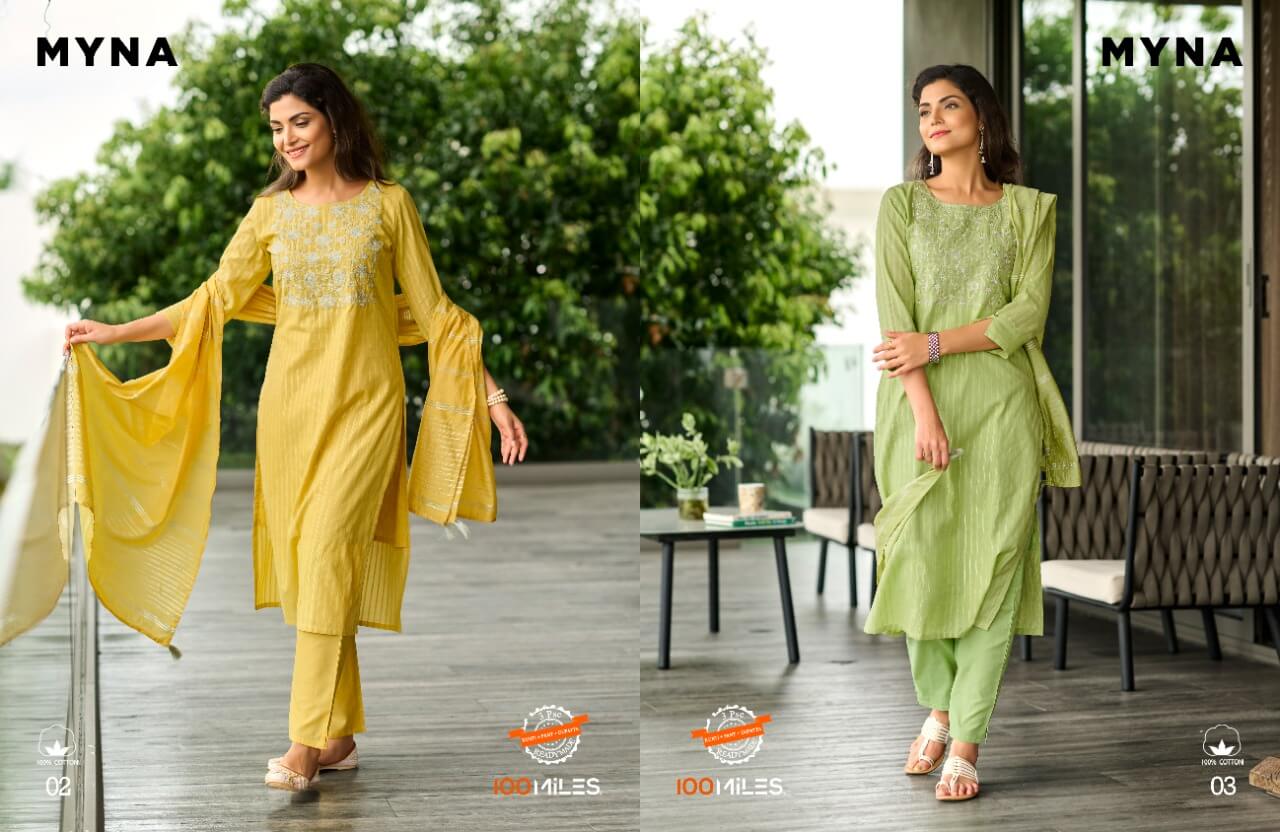 100Miles Myna Kurti Pant Dupatta Set Catalog, Buy 100Miles Myna Kurti pant Dupatta Set Full Catalog at Wholesale Rate Online