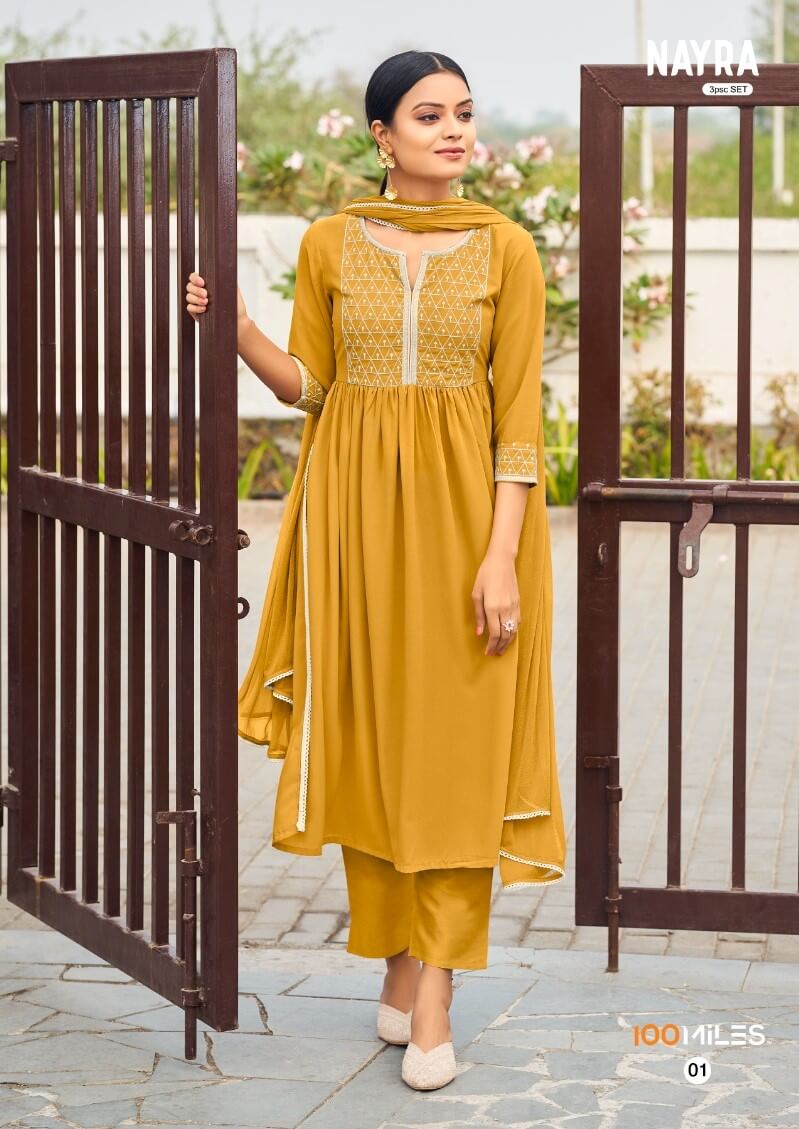 100Miles Nayra Kurti pant Dupatta Catalog in Wholesale Price, Buy 100Miles Nayra Kurti pant Dupatta Full Catalog in Wholesale Price Online From Aarvee Creation