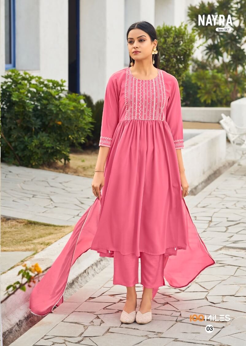 100Miles Nayra Kurti pant Dupatta Catalog in Wholesale Price, Buy 100Miles Nayra Kurti pant Dupatta Full Catalog in Wholesale Price Online From Aarvee Creation