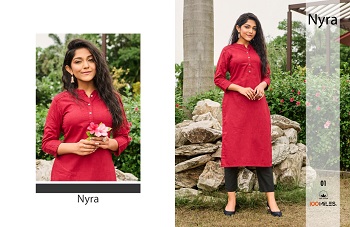 100Miles Nyra Kurtis Wholesale Catalogue, Four Piece Linen Cotton Fabric Kurtis Catalog Nyra by Brand 100Miles