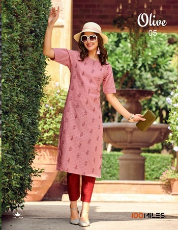 100Miles Olive Pure Cotton Kurtis Wholesale Catalogue. Shop Pure Cotton Kurtis in Wholesale for reselling from Manufacturer 100Miles Brand Online
