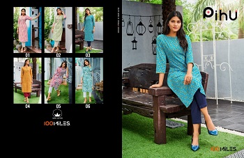 Pihu Cotton Kurtis Catalog in Wholesale by 100Miles, Purchase six Designs Cotton Kurti In Bulk Rate Pihu By Brand 100Miles, Aarvee Creation Wholesaler of Cotton Kurti Presents New Ladies Kurtis Catalog