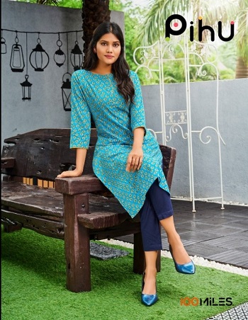 Pihu Cotton Kurtis Catalog in Wholesale by 100Miles, Purchase six Designs Cotton Kurti In Bulk Rate Pihu By Brand 100Miles, Aarvee Creation Wholesaler of Cotton Kurti Presents New Ladies Kurtis Catalog