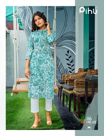 Pihu Cotton Kurtis Catalog in Wholesale by 100Miles, Purchase six Designs Cotton Kurti In Bulk Rate Pihu By Brand 100Miles, Aarvee Creation Wholesaler of Cotton Kurti Presents New Ladies Kurtis Catalog