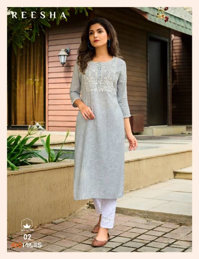 100Miles Reesha Pure Linen Cotton Kurtis Wholesale Catalog, Buy Full Catalog Reesha Pure Cotton Kurtis at Wholesale Rate