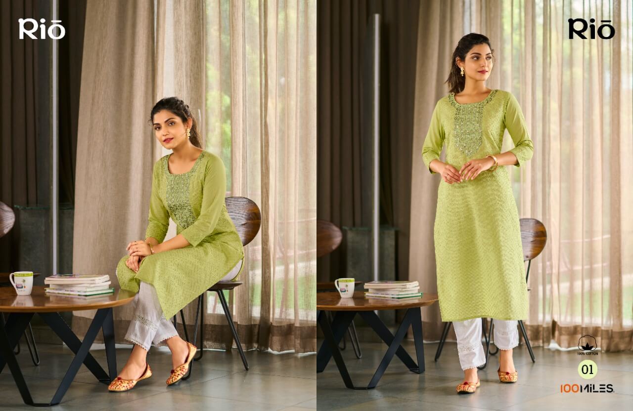 100Miles Rio Cotton Kurtis Wholesale Catalog, Buy 100Miles Cotton Kurtis Catalog Rio in Wholesale Price