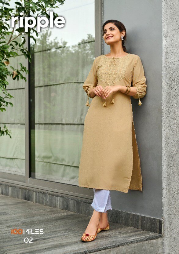 100Miles Ripple Straight Cut Kurtis Catalog, Buy 100Miles Ripple Straight cut Kurtis Full Catalog at Wholesale Price Online