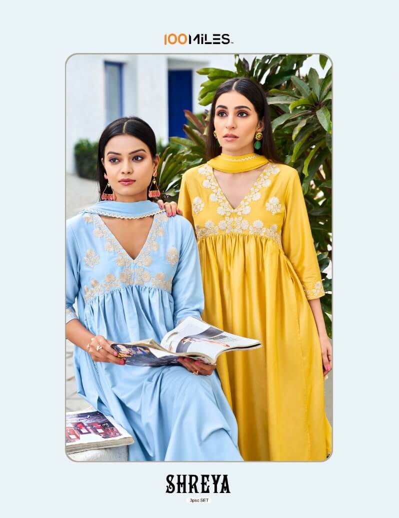 100Miles Shreya Aliya Cut Kurti Pant Dupatta Set Catalog, Buy 100Miles Shreya Aliya Cut Kurti Pant Dupatta Set Full Catalog in Wholesale Price Online From Aarvee Creation