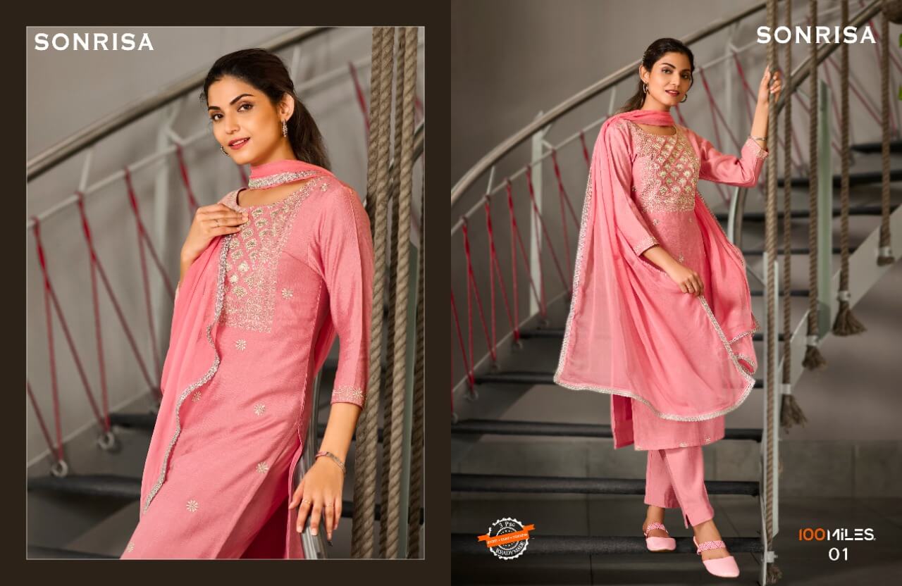 100Miles Sonrisa Kurti Pant Dupatta Set Wholesale Catalog, Buy 100Miles Sonrisa Kurti Pant Dupatta Set Full Catalog in Wholesale Price Online