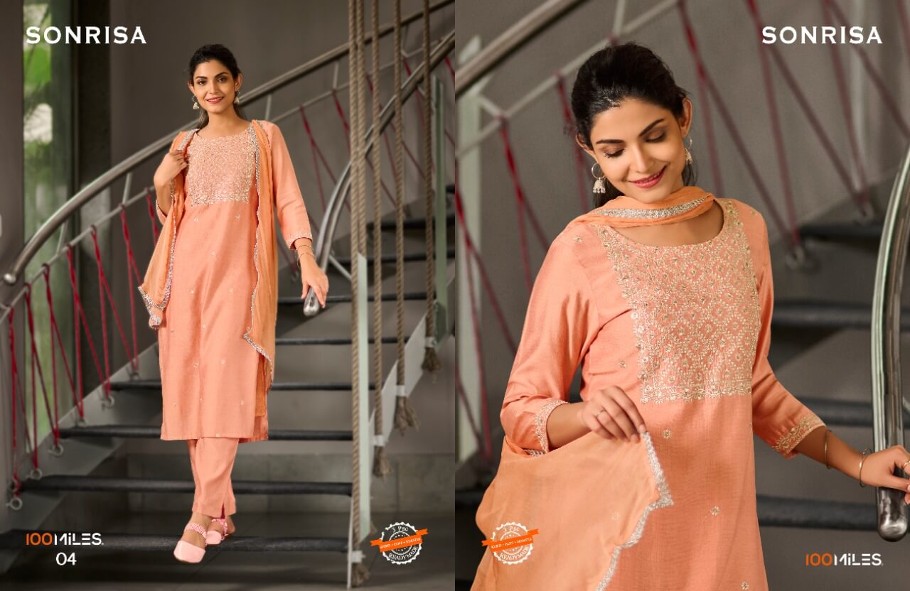 100Miles Sonrisa Kurti Pant Dupatta Set Wholesale Catalog, Buy 100Miles Sonrisa Kurti Pant Dupatta Set Full Catalog in Wholesale Price Online