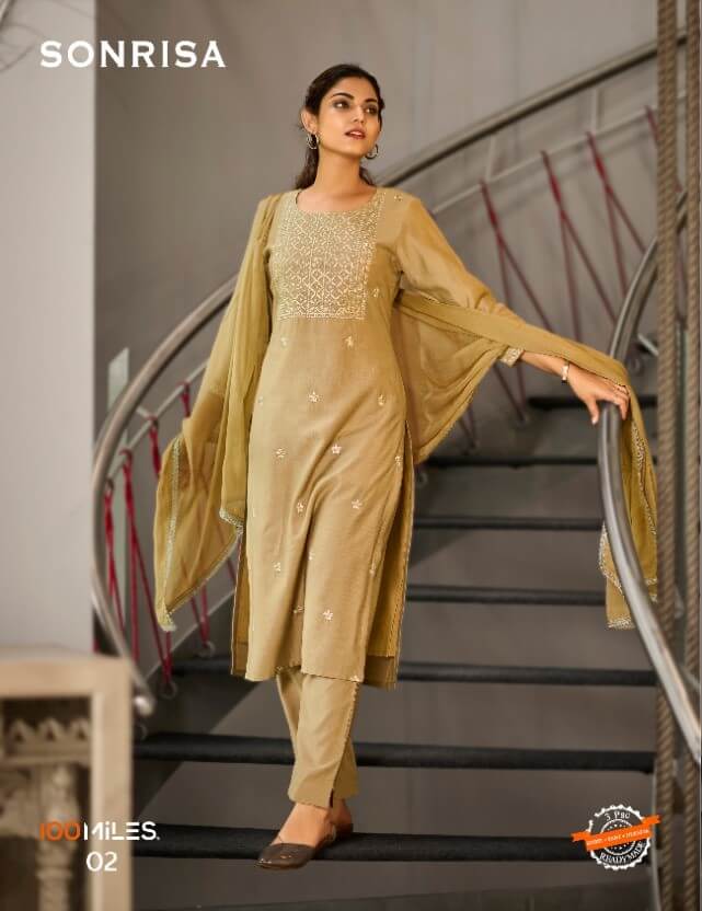 100Miles Sonrisa Kurti Pant Dupatta Set Wholesale Catalog, Buy 100Miles Sonrisa Kurti Pant Dupatta Set Full Catalog in Wholesale Price Online