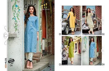 100Miles Spring Kurtis With Bottom Wholesale Catalogue