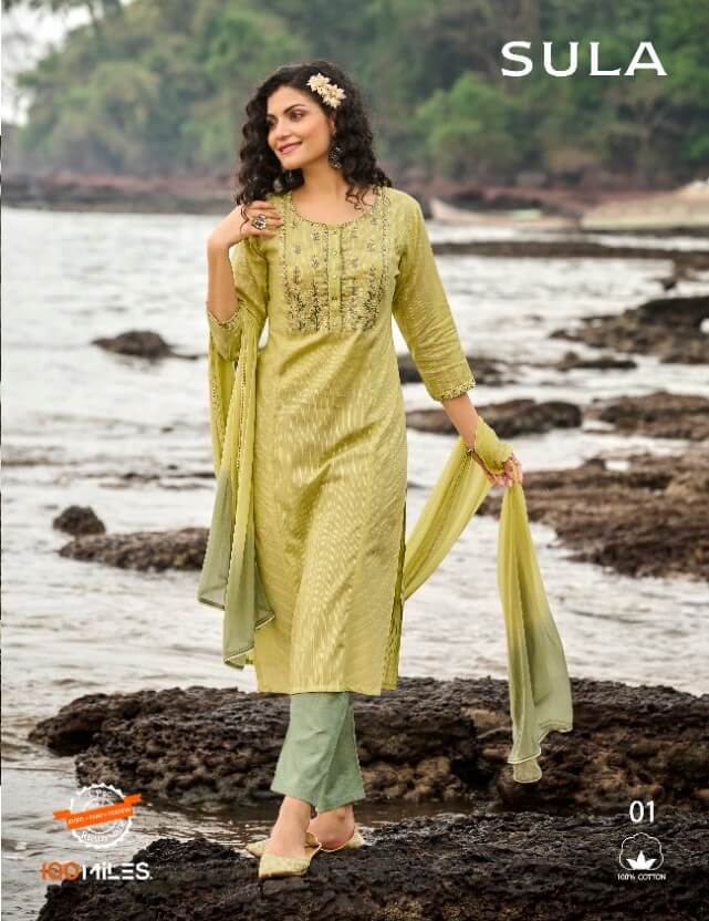 100Miles Sula Kurti Pant Dupatta Wholesale Catalog, Buy Full Catalog of 100Miles Sula Kurti Pant Dupatta Set in Wholesale Price