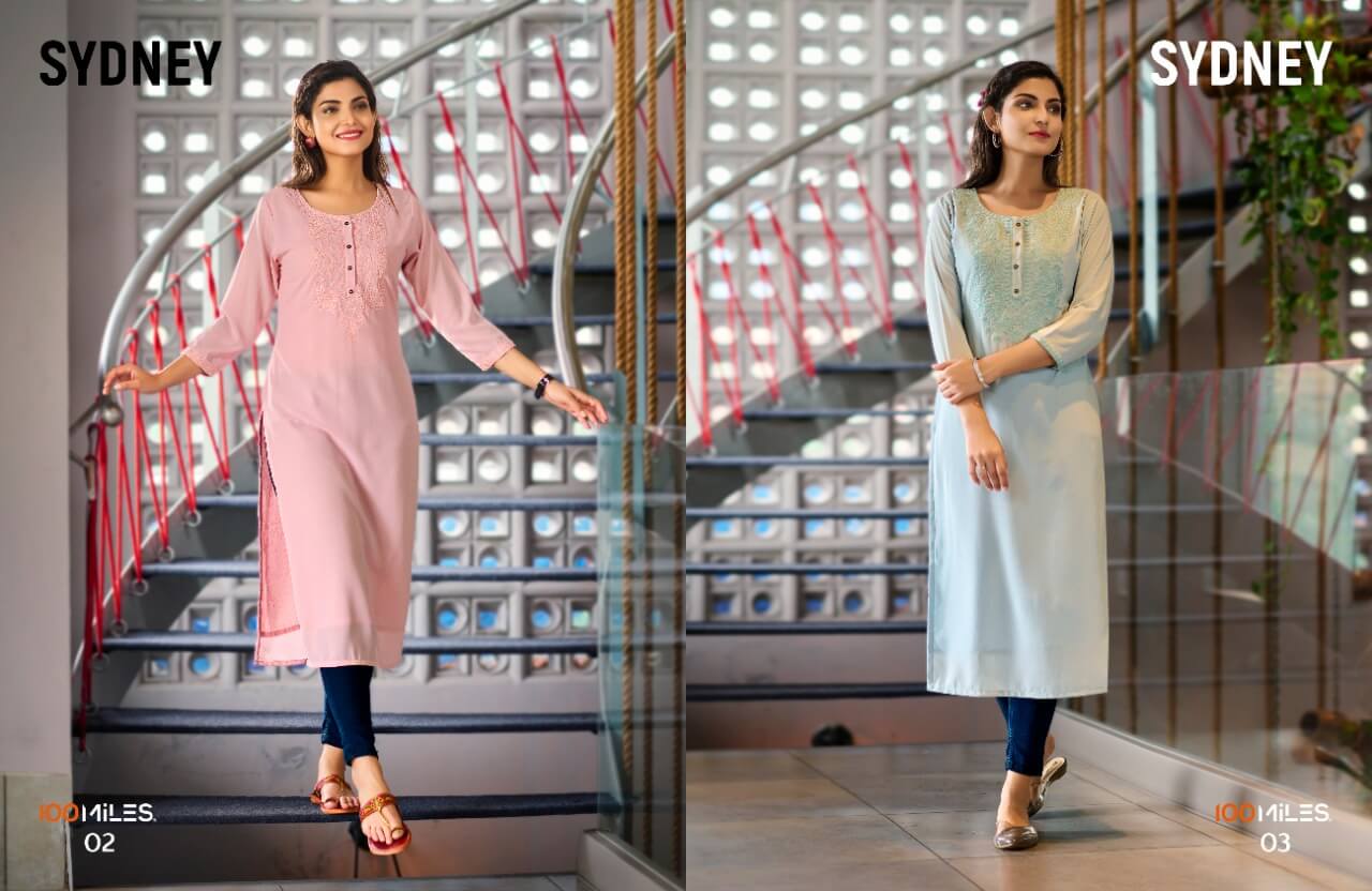 100Miles Sydney Georgette Kurtis Wholessale Catalog, Buy 100Miles Sydney Georgette Chikankari Work Kurtis Full Catalog in Wholesale Price Online