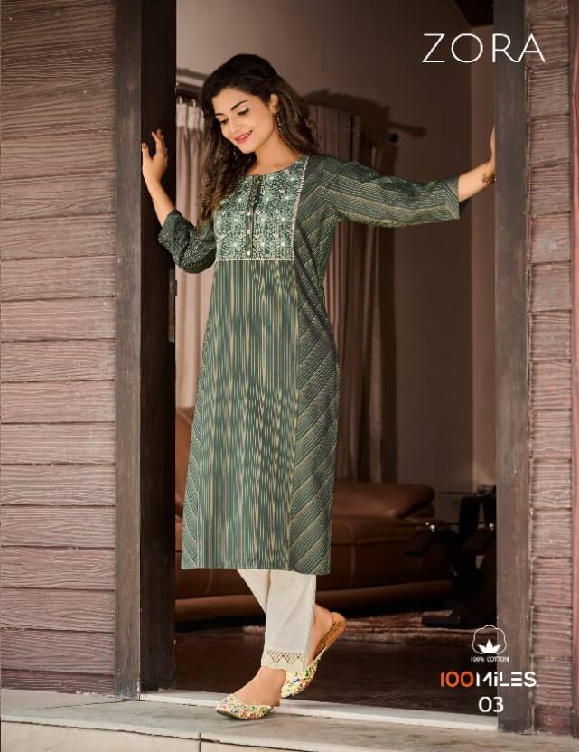 100Miles Zora Embroidery Work Kurtis Wholesale Catalog, Purchase Embroidery Work Kurtis Catalog 100Miles Zora in Wholesale Price 