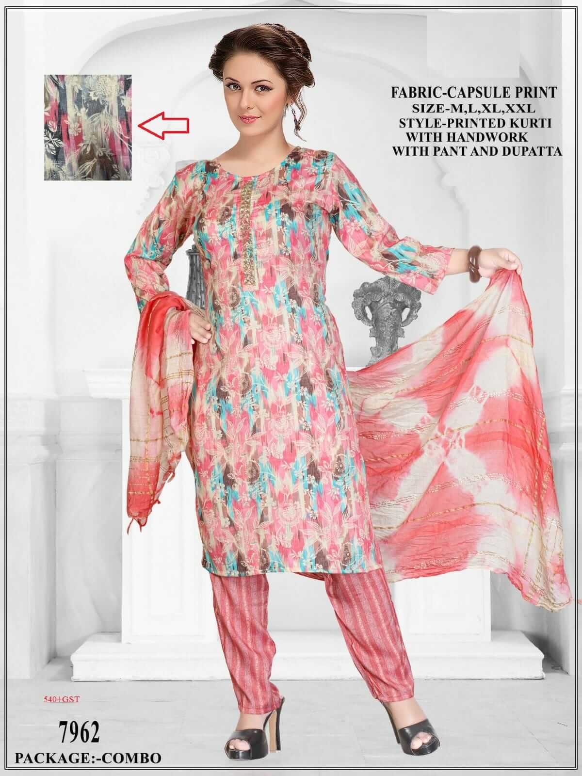 Rayon Capsule Print Design In 4 Size Bunch With Handwork In Kurti Neck.