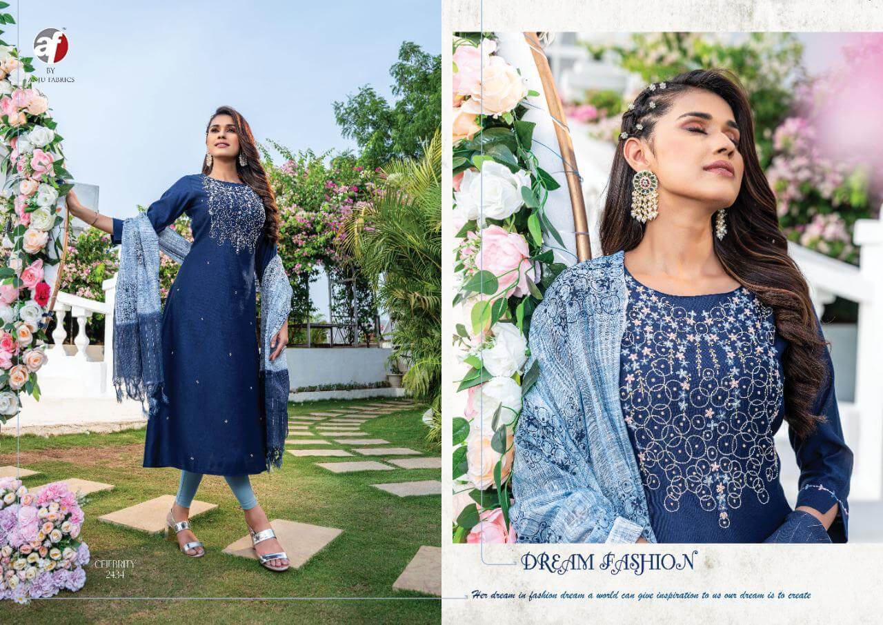 AF Celebrity Vol 8 A Line Kurti With Dupatta Wholesale Catalog. Purchase Full Catalog of A Line Kurti With Dupatta In Wholesale Price Online