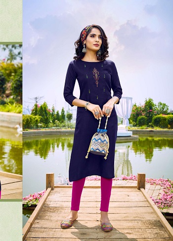 Angel Cotton Embroidery work Wholesale kurtis by Riya Designer, Purchase low price range kurtis in wholesale price from Gujarat Textile Market