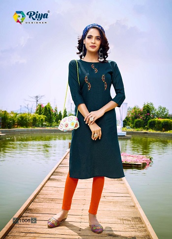 Angel Cotton Embroidery work Wholesale kurtis by Riya Designer, Purchase low price range kurtis in wholesale price from Gujarat Textile Market