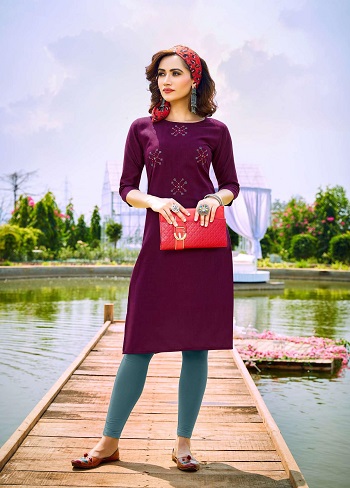 Angel Cotton Embroidery work Wholesale kurtis by Riya Designer, Purchase low price range kurtis in wholesale price from Gujarat Textile Market