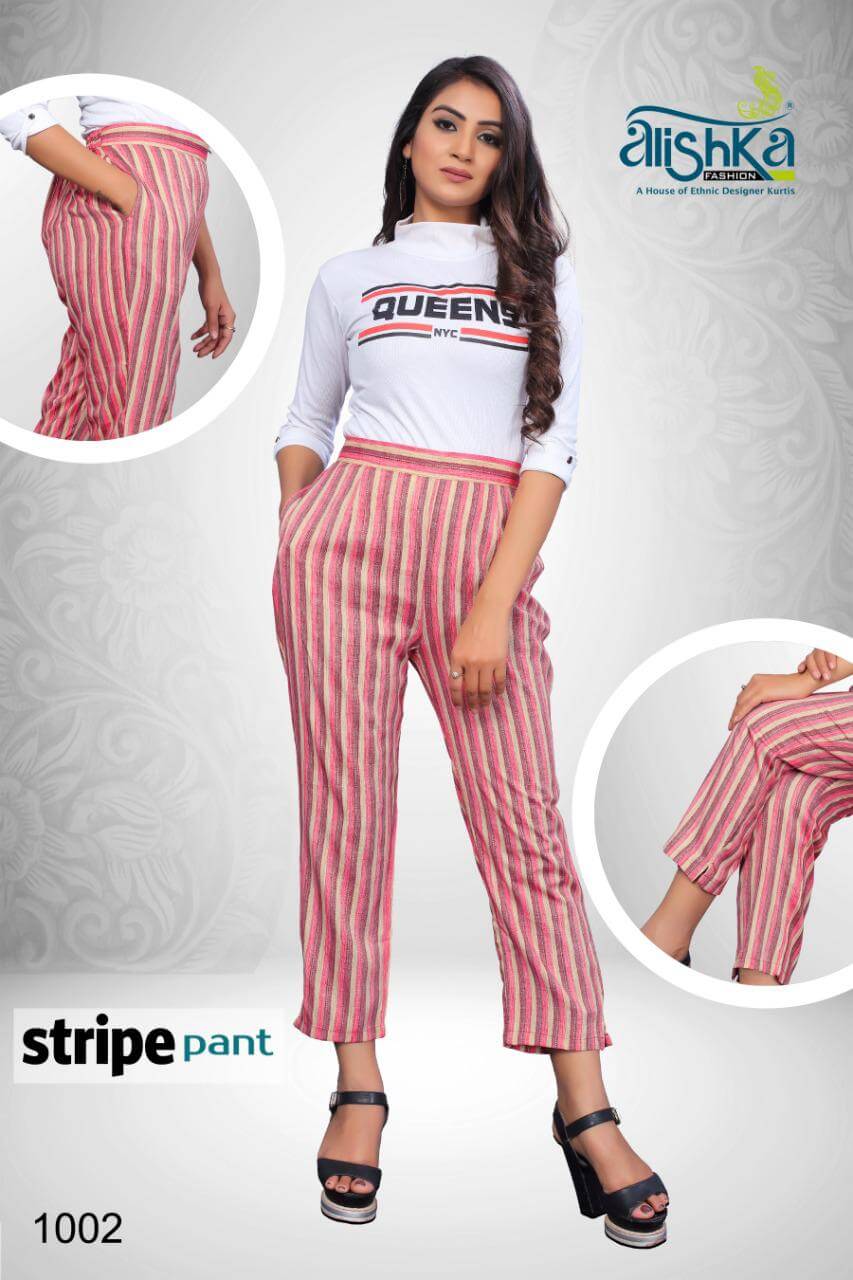 Alishka Fashion Rayon Stripes Pant Wholesale Catalog Collection, Buy Full Catalog of Alishka Fashion Strips Pant At Wholesale Price Online