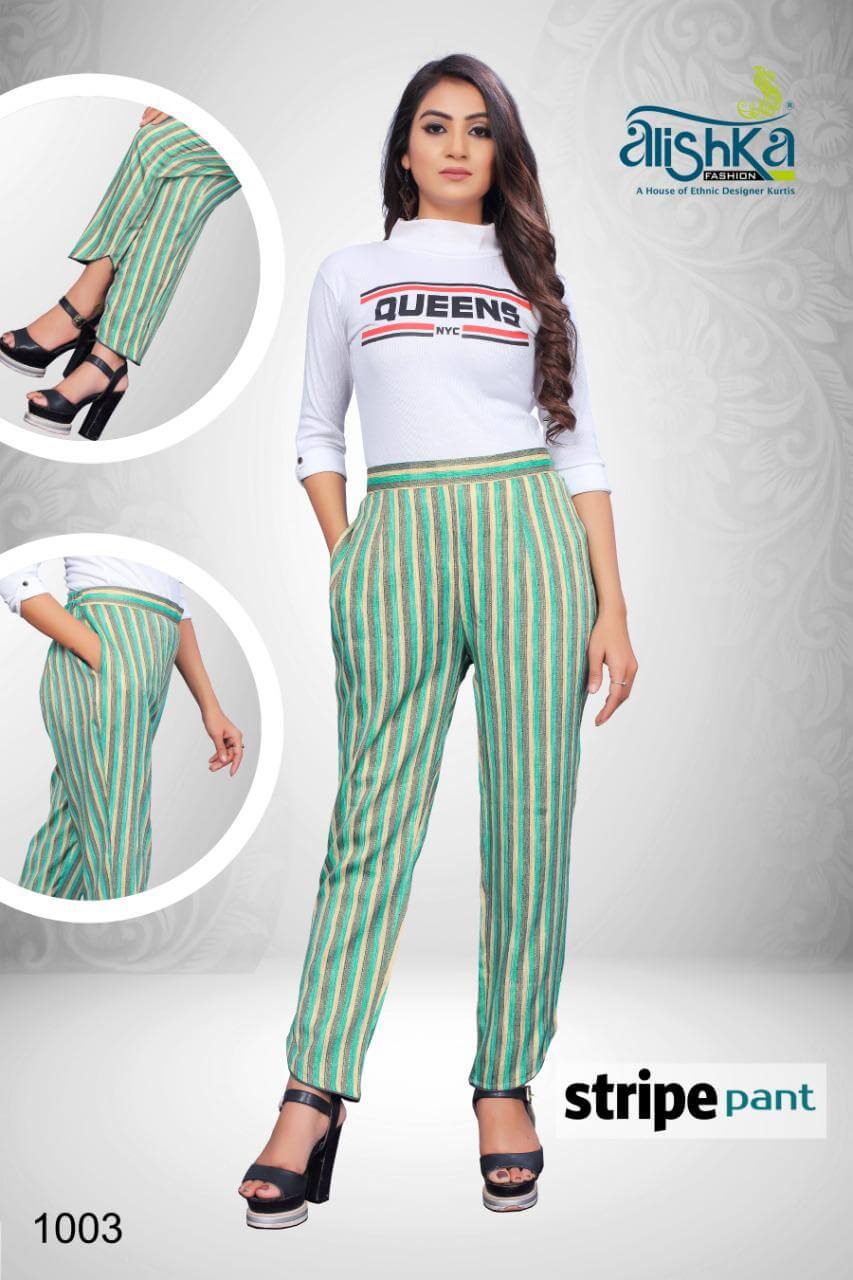 Alishka Fashion Rayon Stripes Pant Wholesale Catalog Collection, Buy Full Catalog of Alishka Fashion Strips Pant At Wholesale Price Online