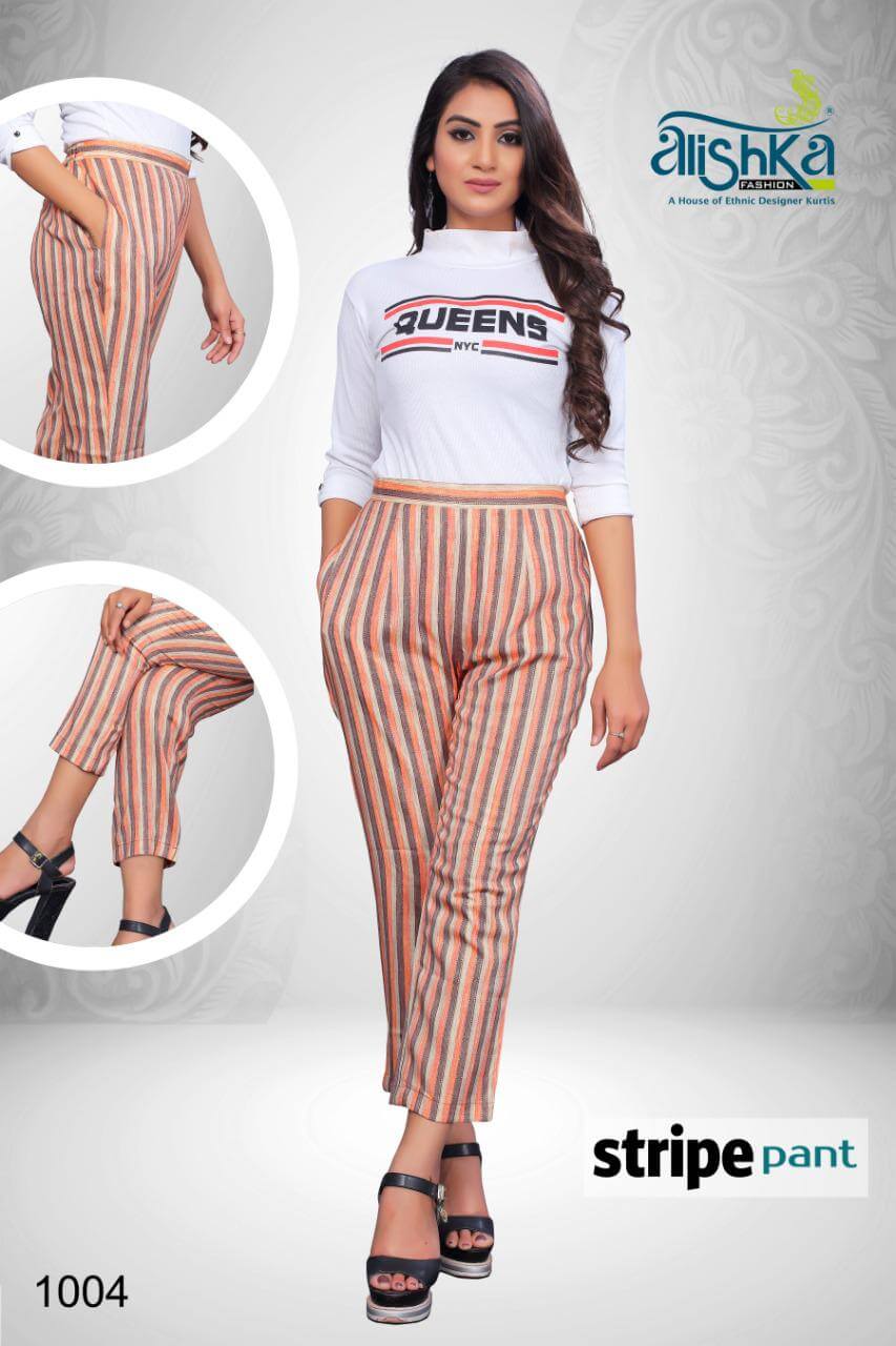 Alishka Fashion Rayon Stripes Pant Wholesale Catalog Collection, Buy Full Catalog of Alishka Fashion Strips Pant At Wholesale Price Online