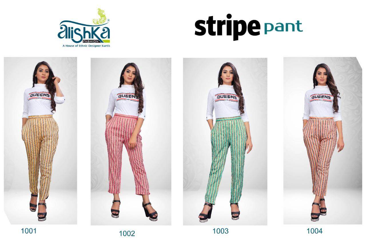 Alishka Fashion Rayon Stripes Pant Wholesale Catalog Collection, Buy Full Catalog of Alishka Fashion Strips Pant At Wholesale Price Online