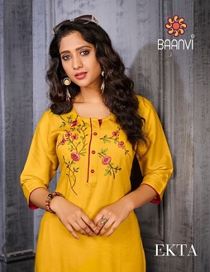 Baanvi Ekta Vol 1 Kurtis Wholesale Catalog, Buy Full Catalog of Baanvi Ekta Vol 1 Kurtis At Wholesale Price