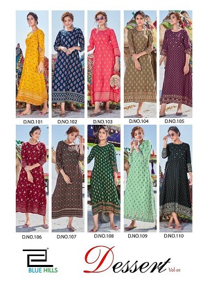 Blue Hills Dessert 1 Kurtis Wholesale Catalog, Buy Full Catalog of Blue Hills Dessert 1 Kurtis At Wholesale Price