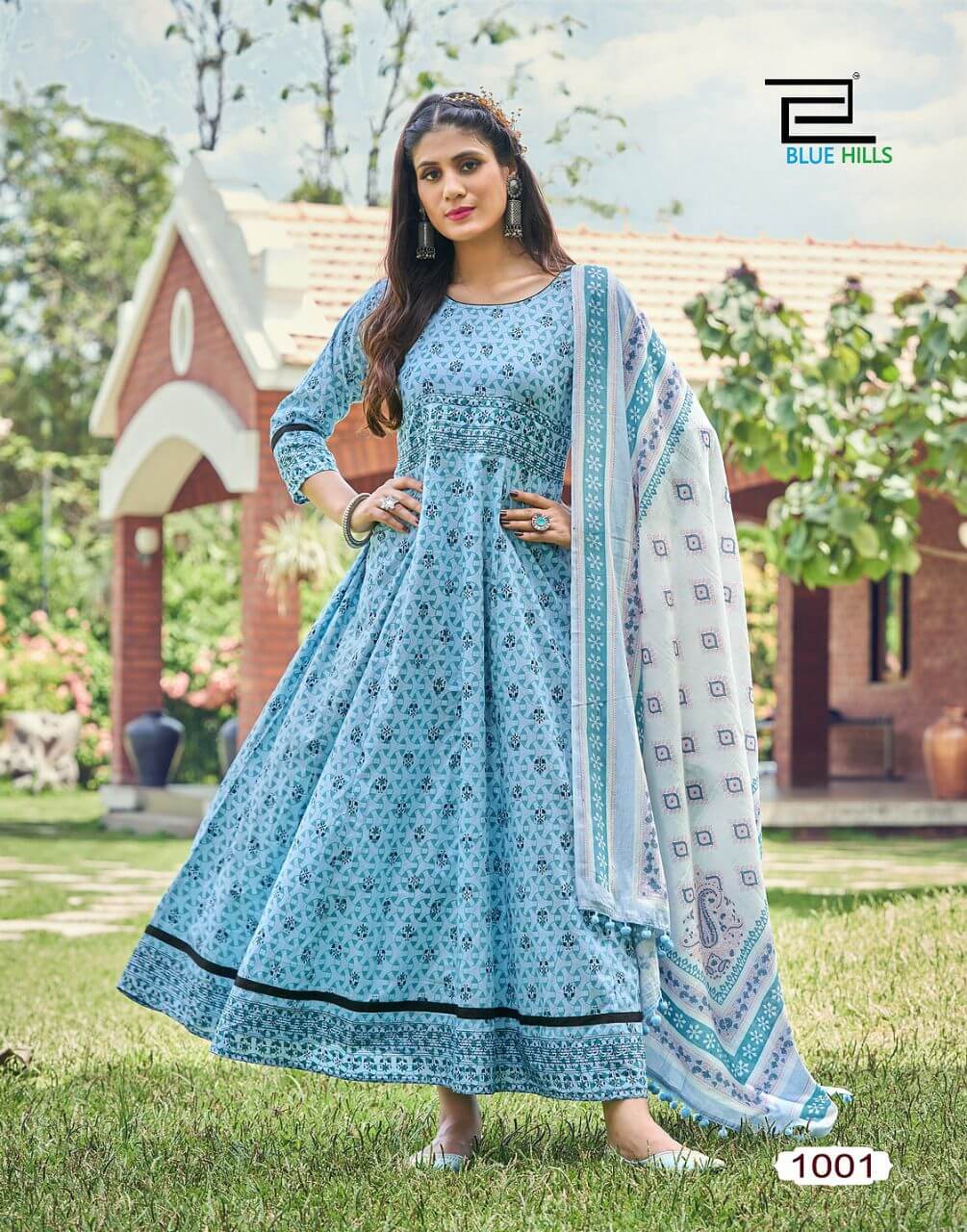 Blue Hills Spotlight Vol 1 Gown With Dupatta Wholesale Catalog. Purchase Full Catalog of Gown With Dupatta In Wholesale Price Online