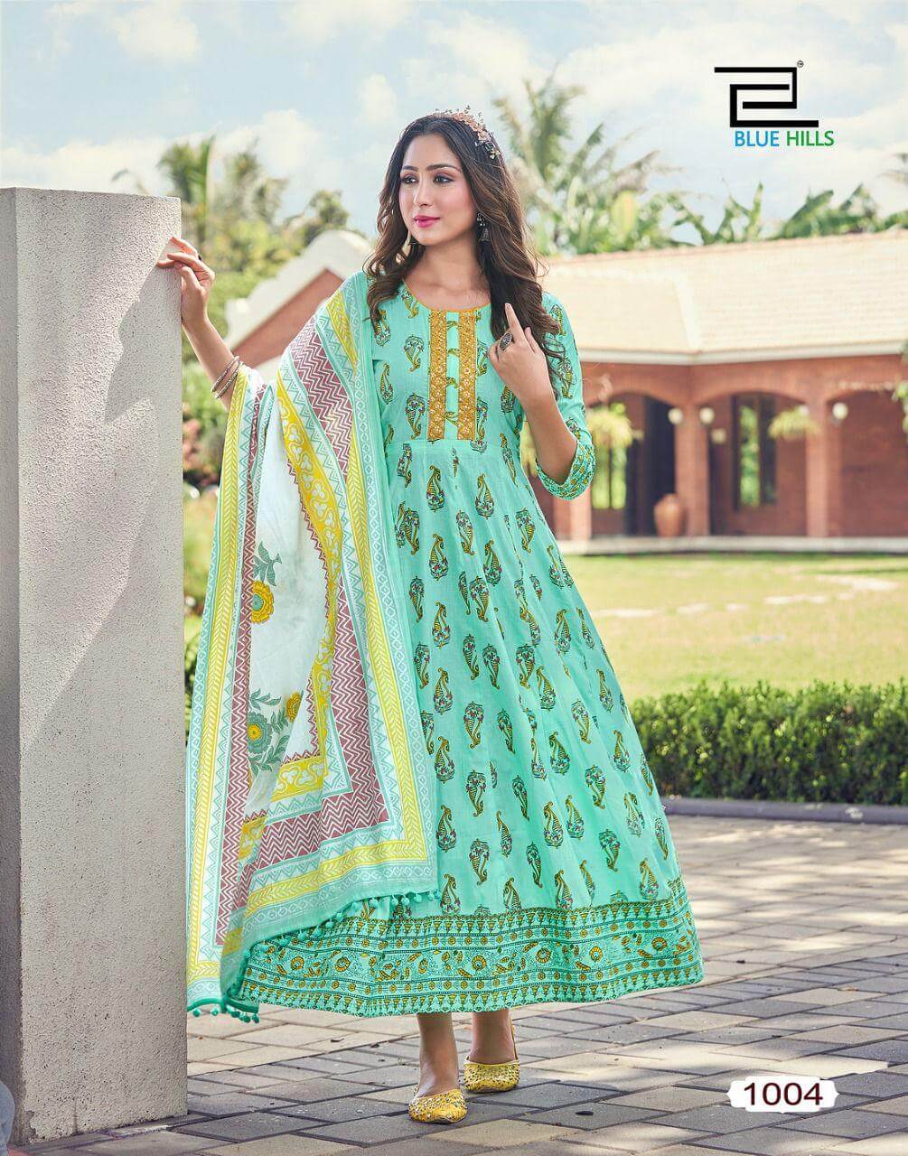 Blue Hills Spotlight Vol 1 Gown With Dupatta Wholesale Catalog. Purchase Full Catalog of Gown With Dupatta In Wholesale Price Online