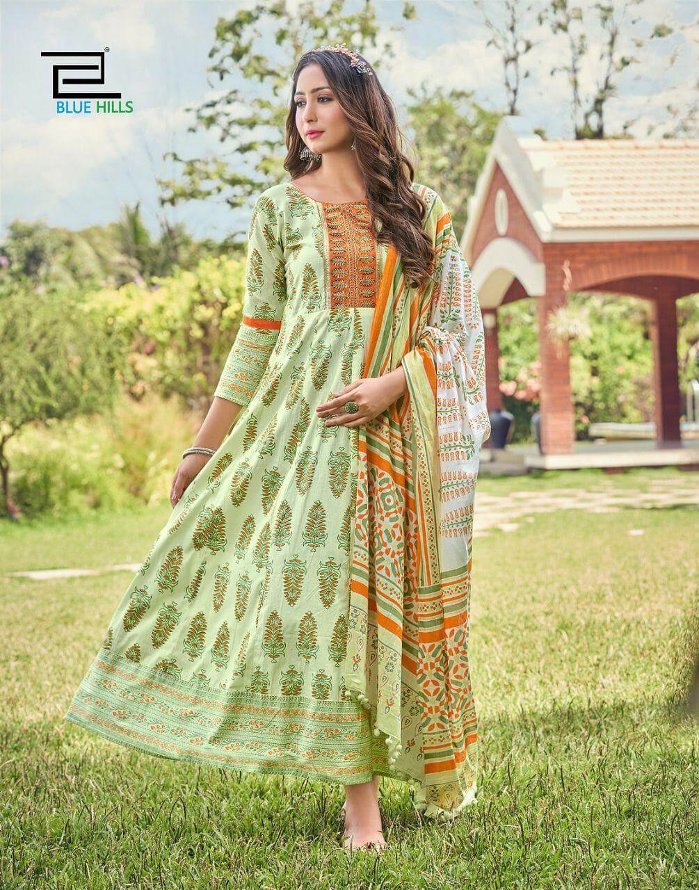 Blue Hills Spotlight Vol 1 Gown With Dupatta Wholesale Catalog. Purchase Full Catalog of Gown With Dupatta In Wholesale Price Online