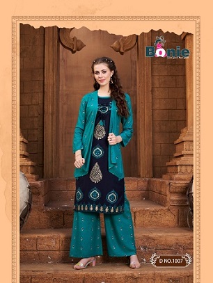 Bonie Mirror 3 Kurtis Plazzo With Seprate Jacket Wholesale Catalog, Buy Full Catalog of Bonie Mirror 3 Kurtis Plazzo With Seprate Jacket At Wholesale Price