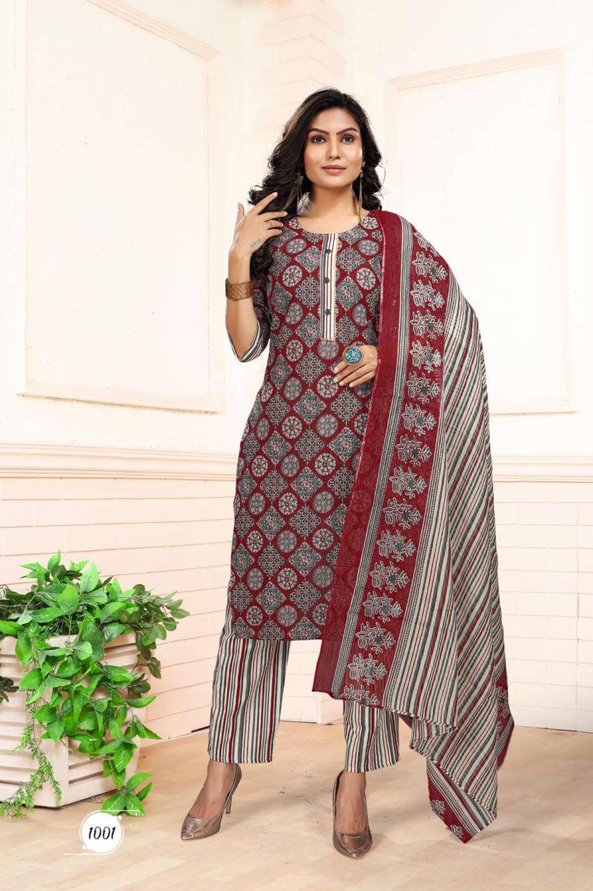 Cotton Crew Kurti Pant Dupatta Set Catalog In Wholesale Price. Purchase Full Catalog of Cotton Crew In Wholesale Price Online