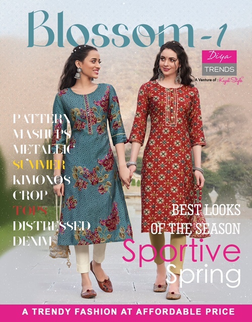 Diya Trends Blossom Vol 1 Kurti With Pant Catalog In Wholesale Price