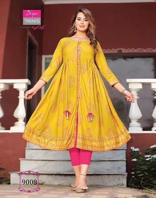 Diya Trends Ethnicity Vol 9 Kurti Gowns Wholesale Catalog, Buy Full Catalog of Diya Trends Ethnicity Vol 9 Kurti Gowns At Wholesale Price