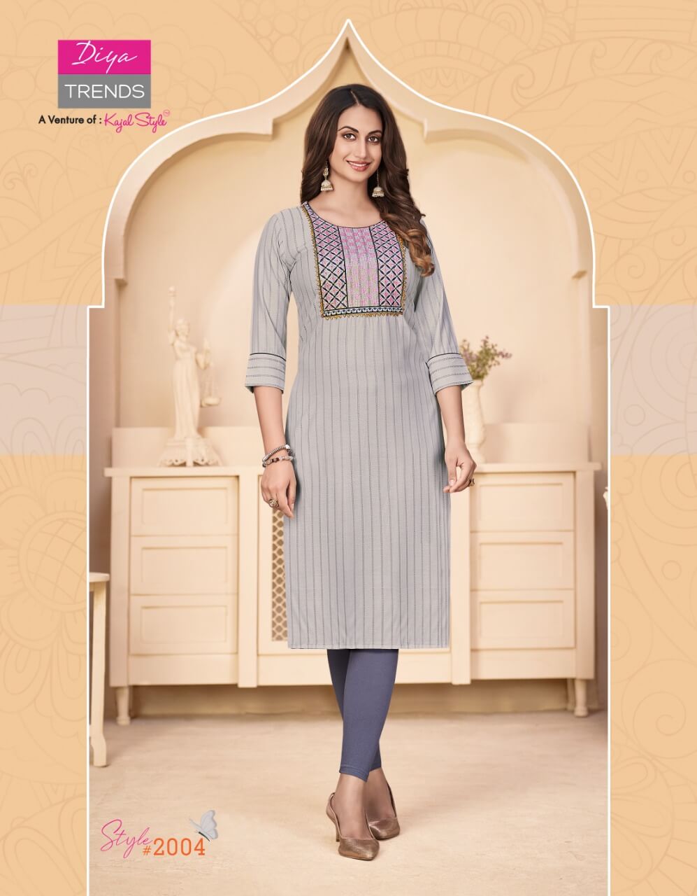 Diya Trends Fashion Story Vol 2 Straight Cut Kurtis Wholesale Catalog. Purchase Full Catalog of Straight Cut Kurtis In Wholesale Price Online