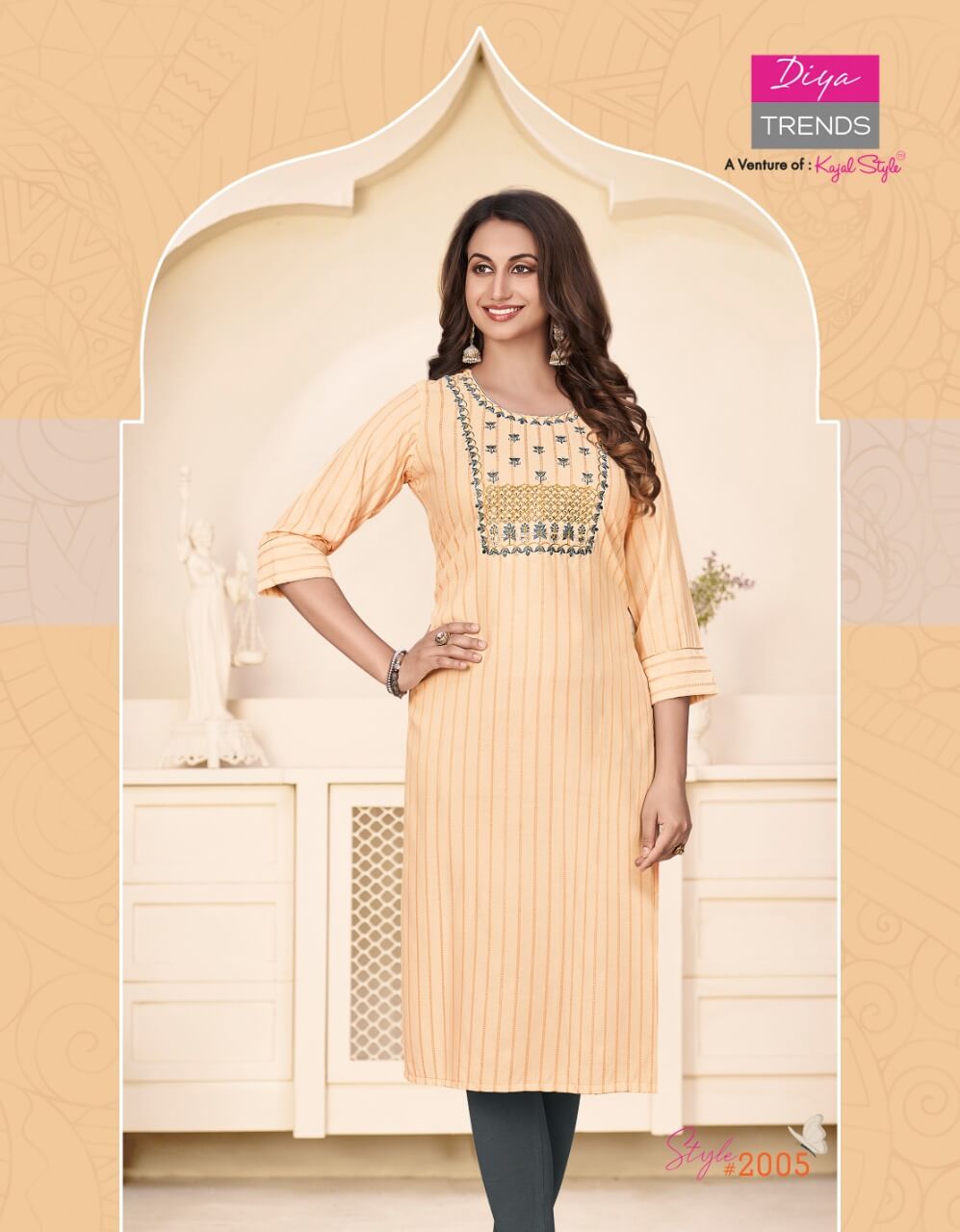 Diya Trends Fashion Story Vol 2 Straight Cut Kurtis Wholesale Catalog. Purchase Full Catalog of Straight Cut Kurtis In Wholesale Price Online