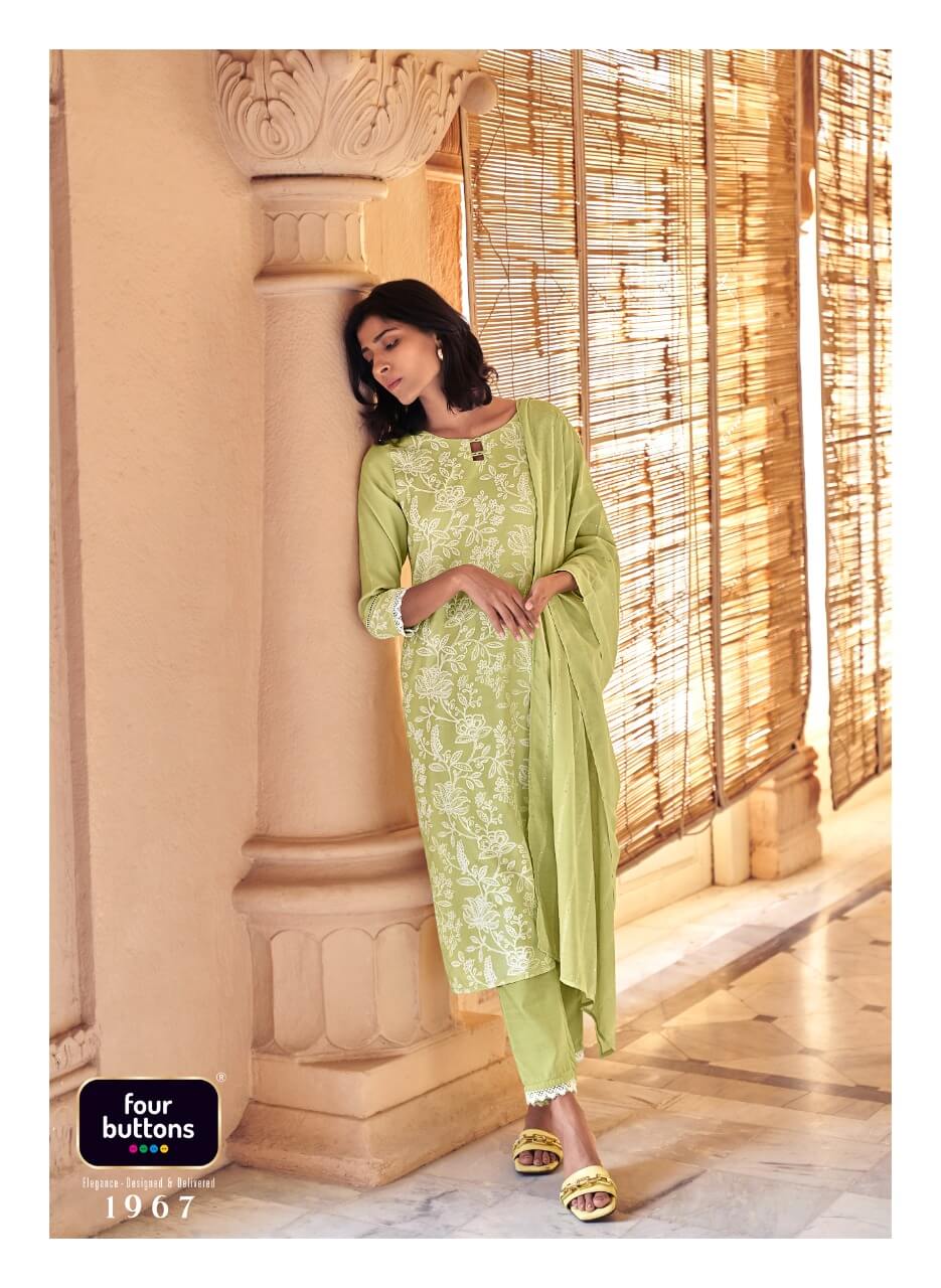 Four Buttons Four Gems Vol 5 Kurti Pant Dupatta Set Catalog In Wholesale Price