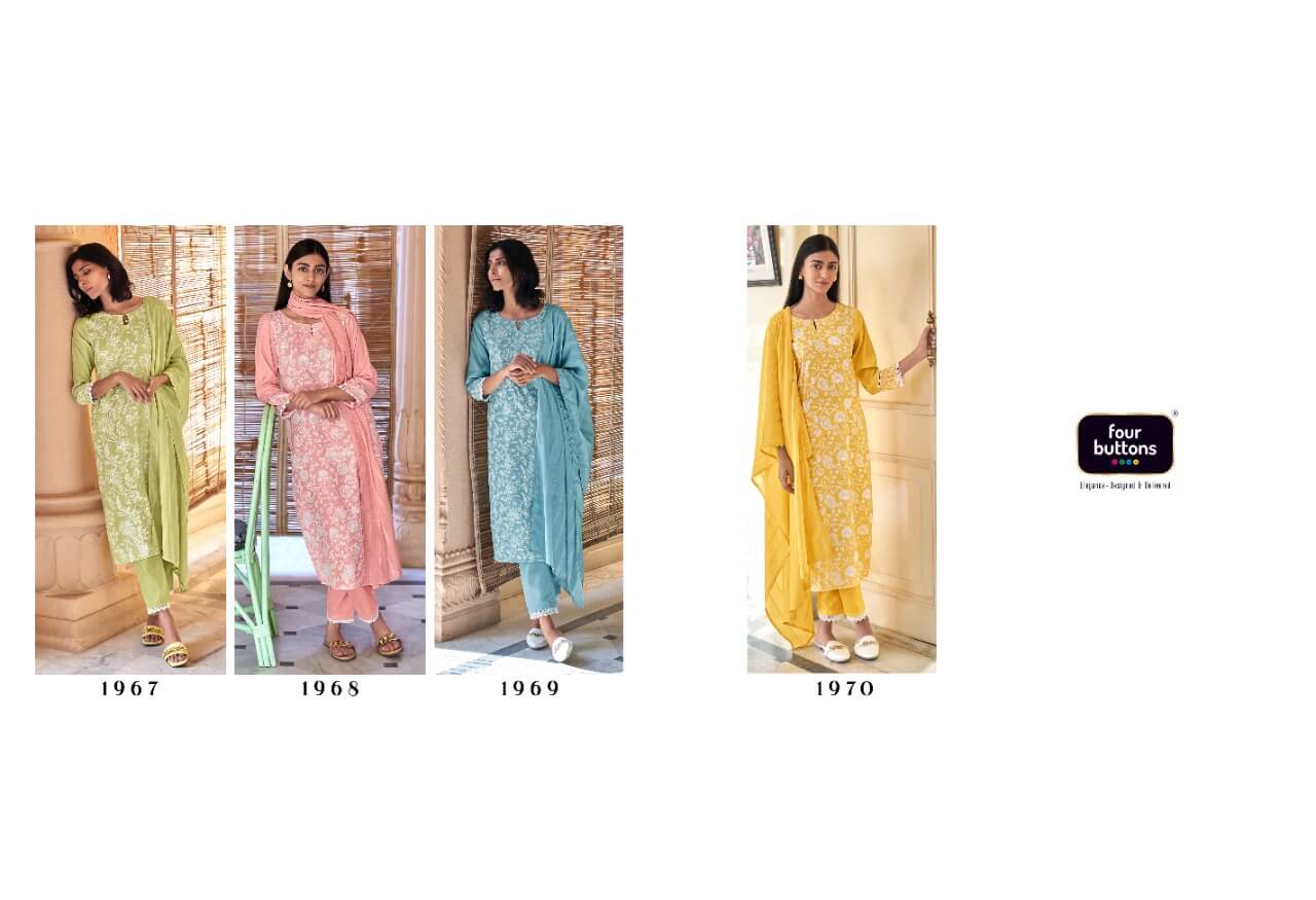 Four Buttons Four Gems Vol 5 Kurti Pant Dupatta Set Catalog In Wholesale Price. Purchase full Catalog of Four Buttons Four Gems Vol 5 In Wholesale Price Online