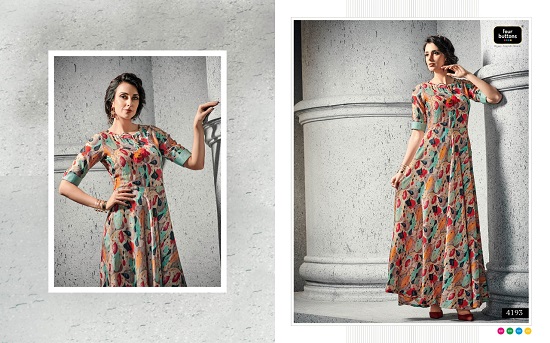 Four Buttons Shades Vol 2 Partywear Long Kurtis Wholesale Kurtis Catalogue. Four Buttons Shades Cotton Satin Designer Kurtis Wholesale Catalogue. Buy Wholesale Ladies Kurta Online For Reselling. Shop Four Buttons Kurtis From Surat Online 