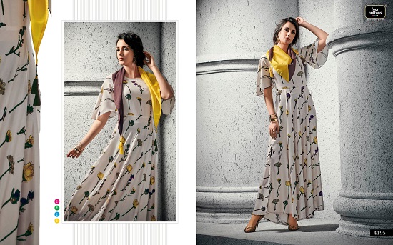 Four Buttons Shades Vol 2 Partywear Long Kurtis Wholesale Kurtis Catalogue. Four Buttons Shades Cotton Satin Designer Kurtis Wholesale Catalogue. Buy Wholesale Ladies Kurta Online For Reselling. Shop Four Buttons Kurtis From Surat Online 