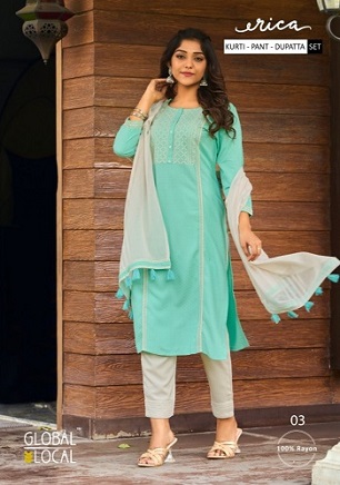 Global Local Erica Kurtis With Bottom And Dupatta Wholesale Catalog, Buy Full Catalog of Global Local Erica Kurtis With Bottom And Dupatta At Wholesale Price