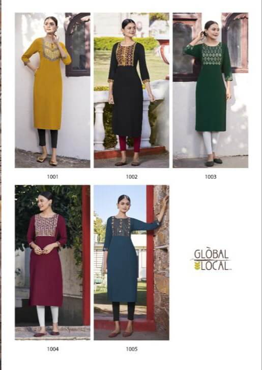 Global Local Leo Rayon Kurtis Wholesale Catalog, Buy Full Catalog of Global Local Leo Rayon Kurtis At Wholesale Price 