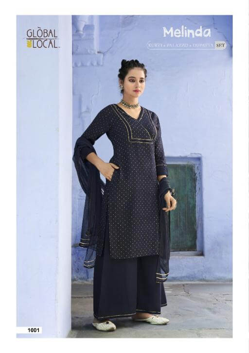 Global Local Melinda Kurta Plazzo Dupatta Set Wholesale Catalog. Purchase Full Catalog Of Kurta Plazzo Dupatta Set In Wholesale Price Online