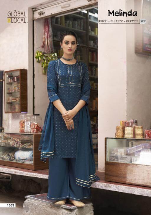 Global Local Melinda Kurta Plazzo Dupatta Set Wholesale Catalog. Purchase Full Catalog Of Kurta Plazzo Dupatta Set In Wholesale Price Online